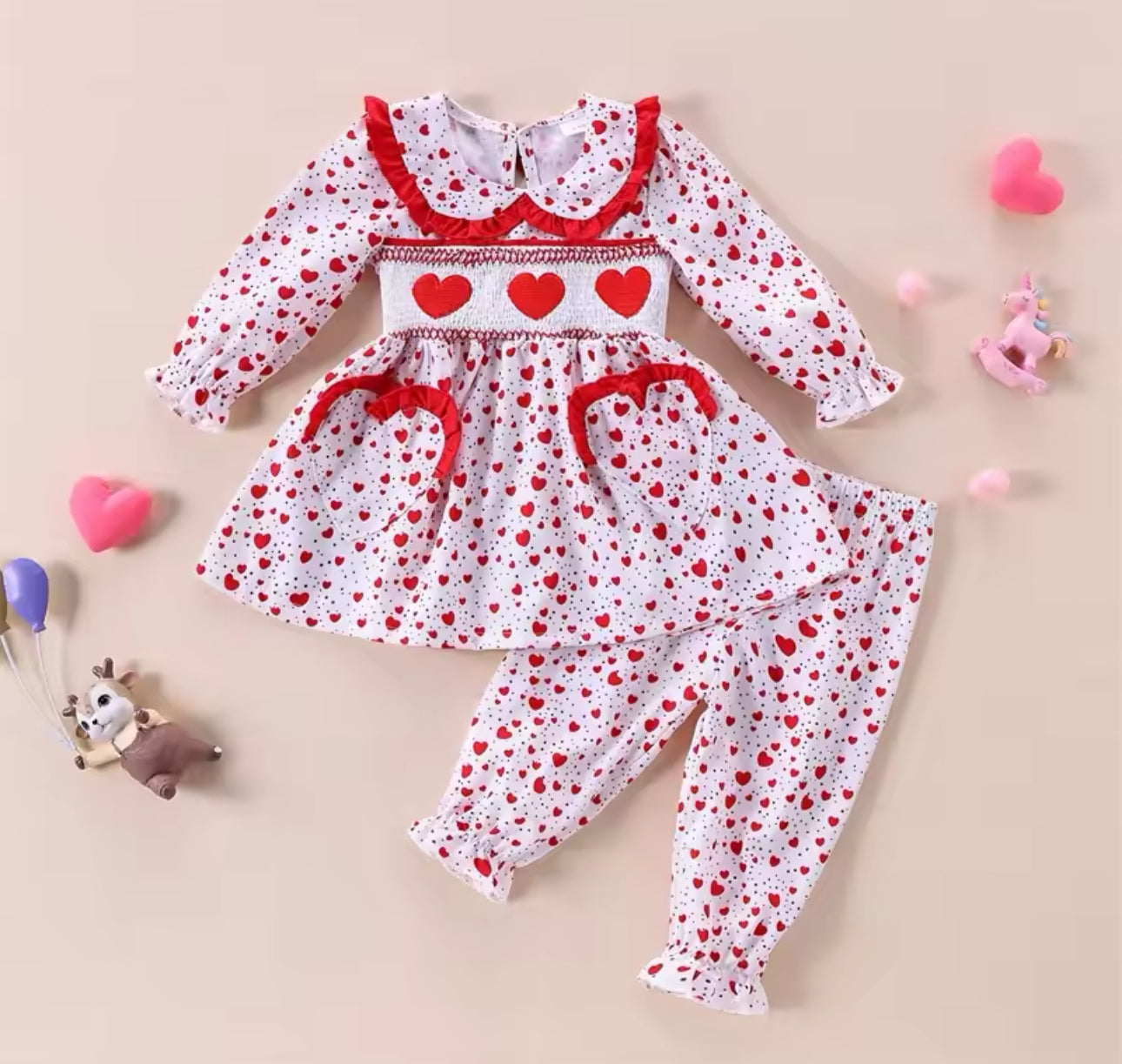 Smocked valentines pjs